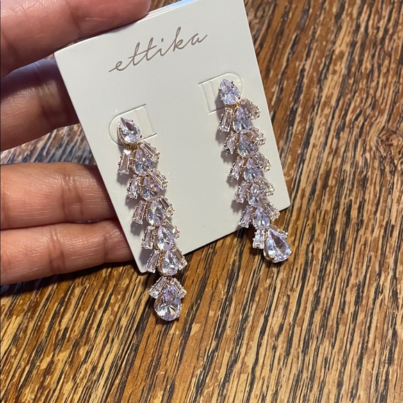 Ettika Silver Cascading Crystal Earrings - Picture 2 of 3
